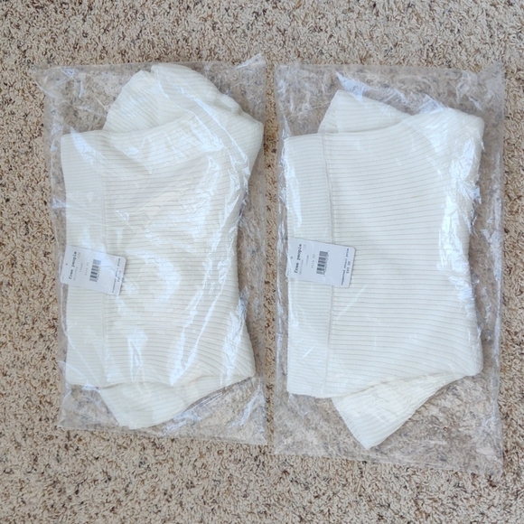 NEW Free People Cream Solid Gold Ribbed Knit Skirt - Picture 14 of 15